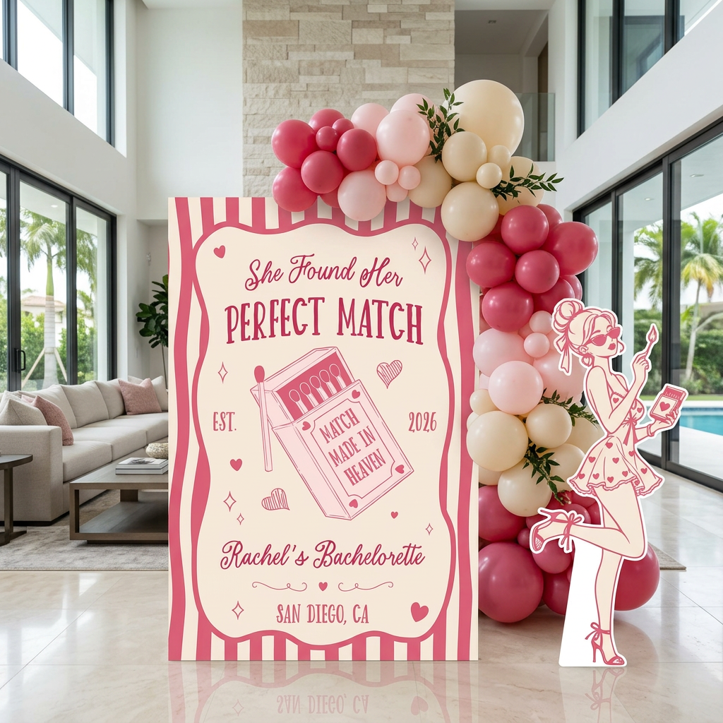 Perfect Match Bachelorette Party Backdrop Set - display 3