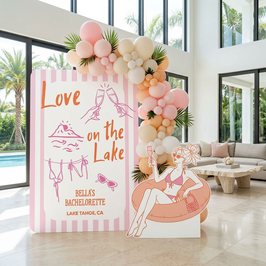 Love on the Lake Bachelorette Party Backdrop Set - display 3