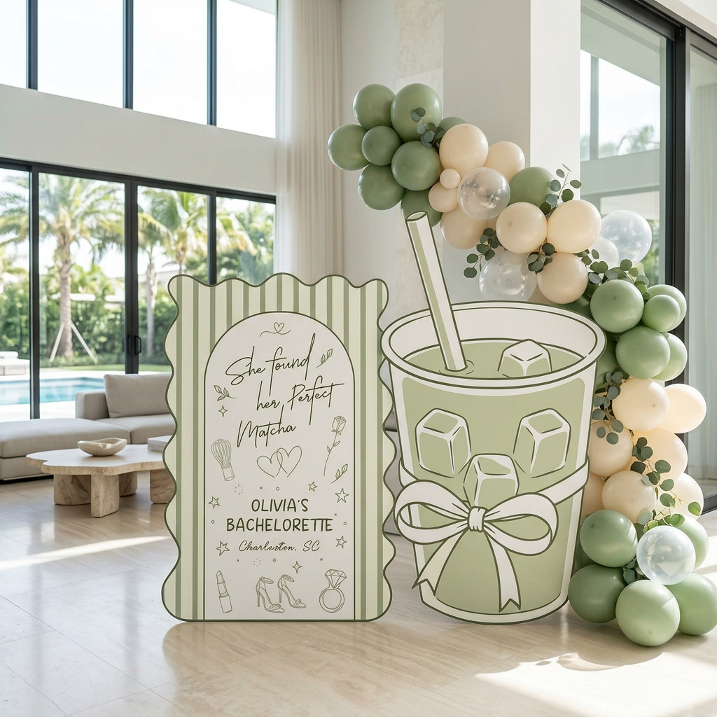 She Found Her Perfect Matcha Bachelorette Backdrop Set - display 3
