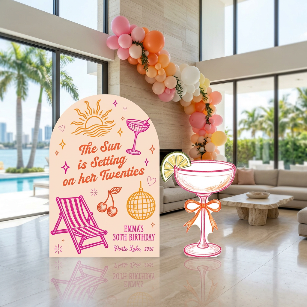 Sun Is Setting on Her Twenties Birthday Backdrop Set - display 3