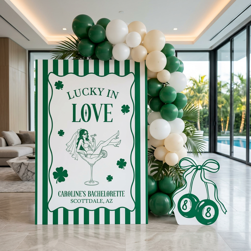 Lucky in Love Bachelorette Party Backdrop Set - display 3