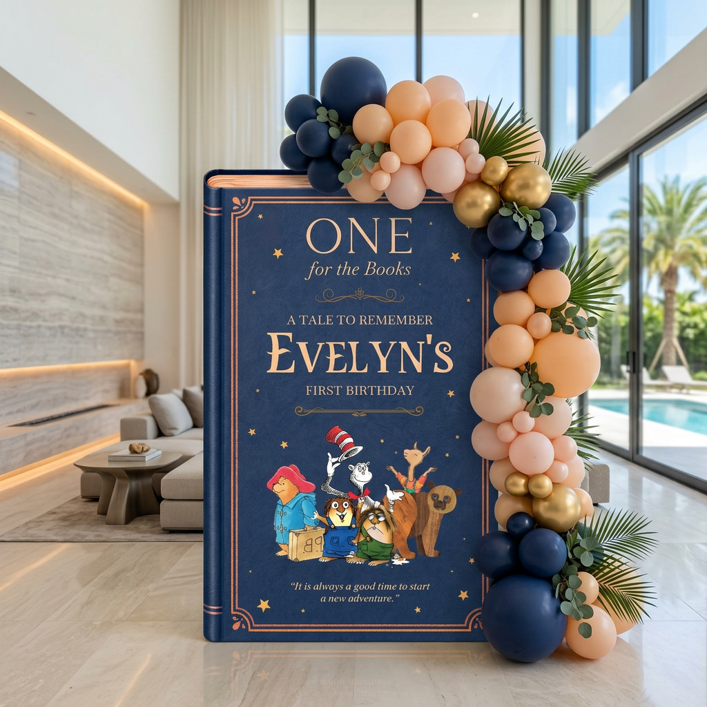 One for the Books Storybook Backdrop (Navy Storyteller)