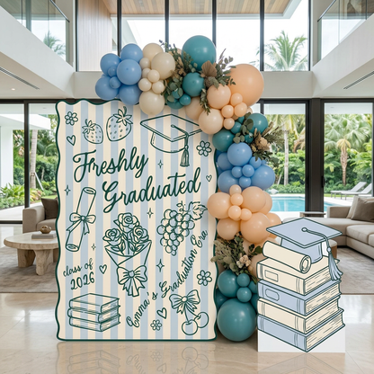 Freshly Graduated Graduation Party Backdrop Set - display 3