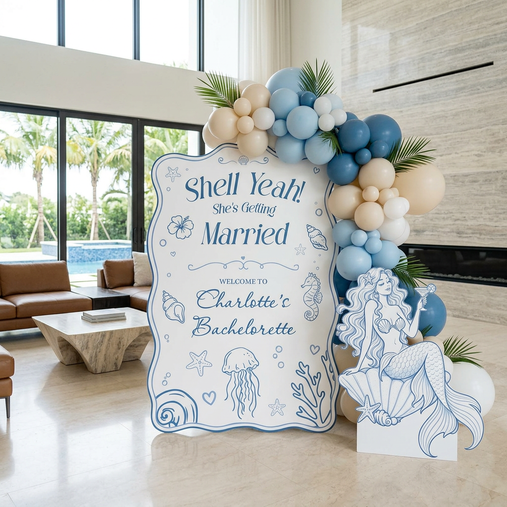 Shell Yeah Mermaid Bachelorette Party Sign Set - display 3