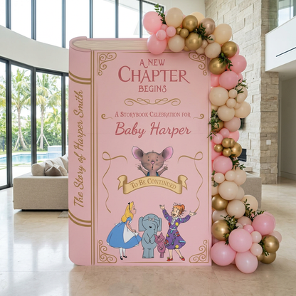 A New Chapter Begins Storybook Backdrop (Blush Pink Chapter)