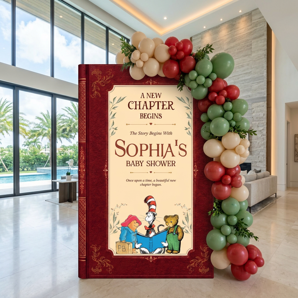 A New Chapter Begins Storybook Backdrop (Burgundy Chapter)