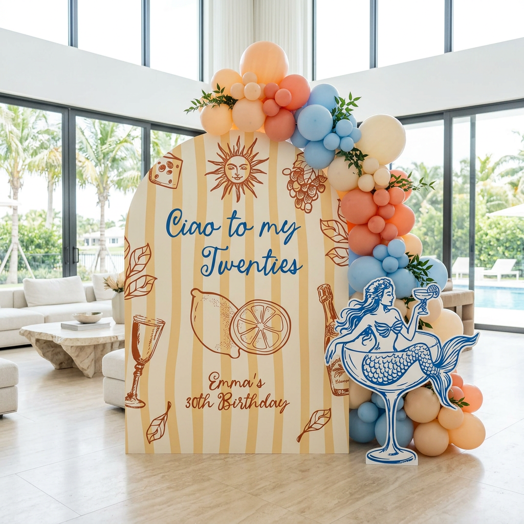 Ciao to My Twenties Birthday Party Backdrop Set - display 3