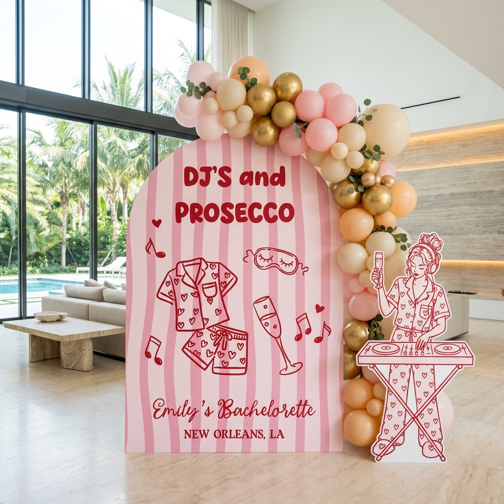 DJs and Prosecco Bachelorette Party Backdrop Set - display 3