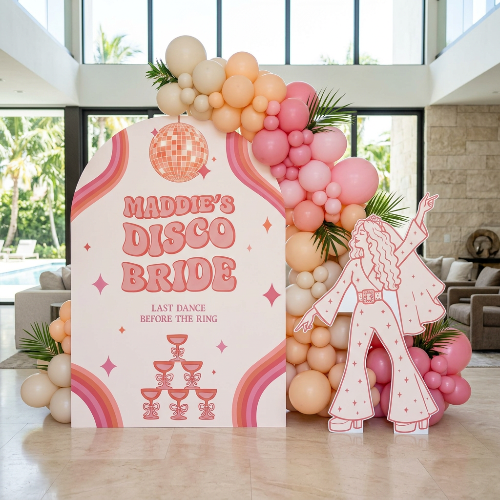 Disco Bride Bachelorette Party Backdrop Set - display 3