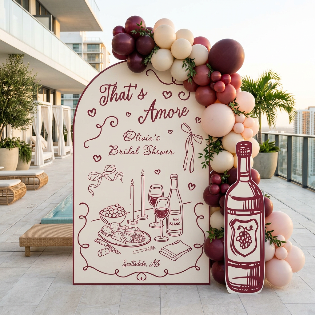 That's Amore Italian Wine Bridal Shower Backdrop Set - display 4