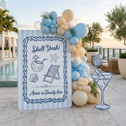 Shell Yeah Beach Birthday Backdrop Set - display 4