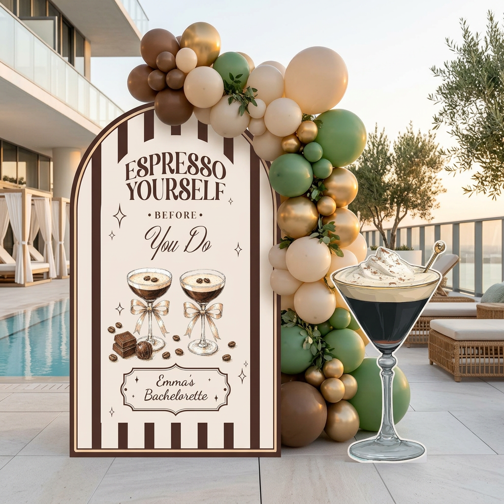 Espresso Yourself Bachelorette Party Backdrop Set - display 4