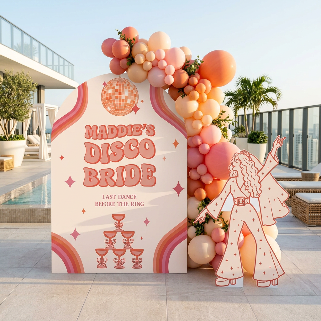 Disco Bride Bachelorette Party Backdrop Set - display 4
