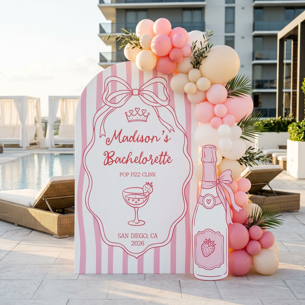 Pop Fizz Clink Bachelorette Party Backdrop Set - display 4
