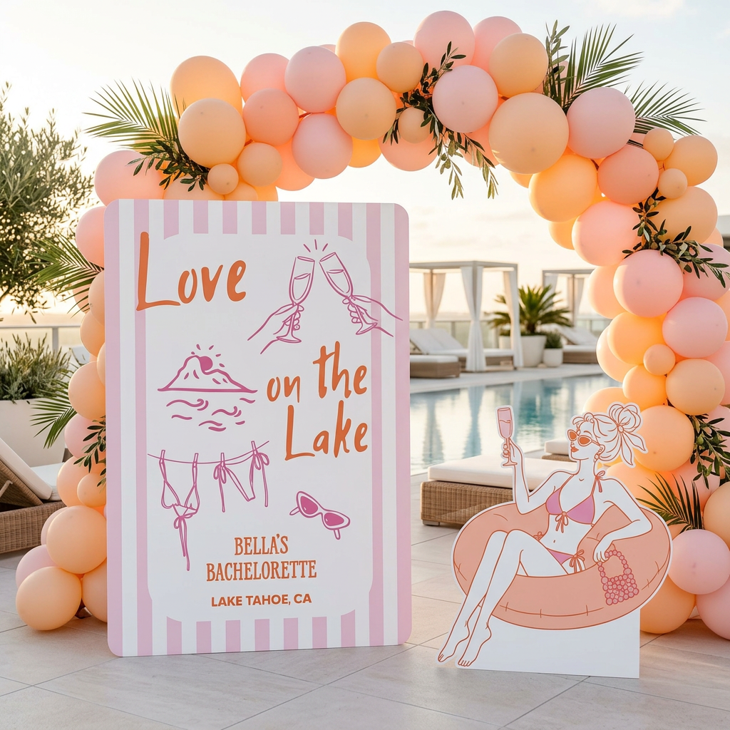 Love on the Lake Bachelorette Party Backdrop Set - display 4