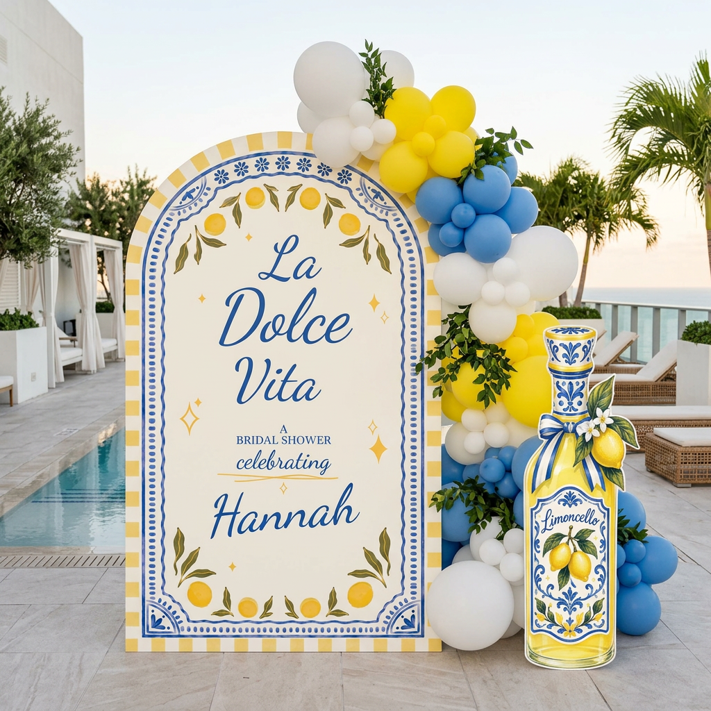 La Dolce Vita Italian Lemon Bridal Shower Backdrop Set - display 4