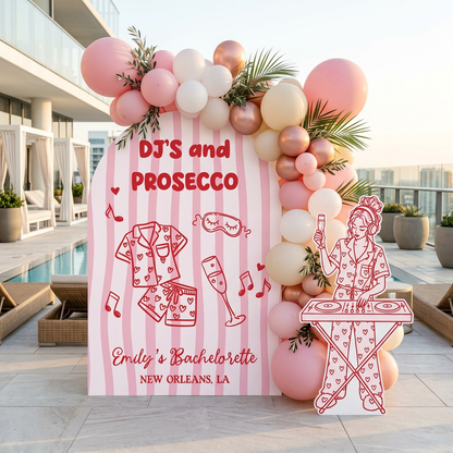 DJs and Prosecco Bachelorette Party Backdrop Set - display 4