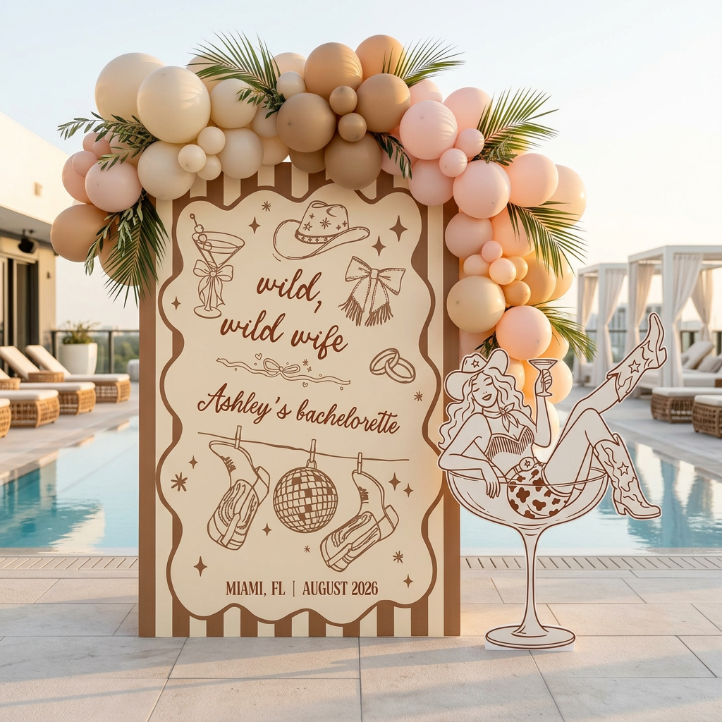 Wild Wild Wife Cowgirl Bachelorette Party Backdrop Set - display 4
