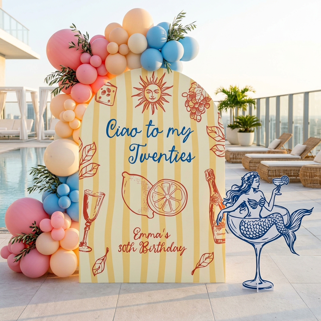 Ciao to My Twenties Birthday Party Backdrop Set - display 4
