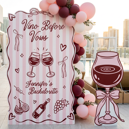 Vino Before Vows Bachelorette Party Backdrop Set - display 4