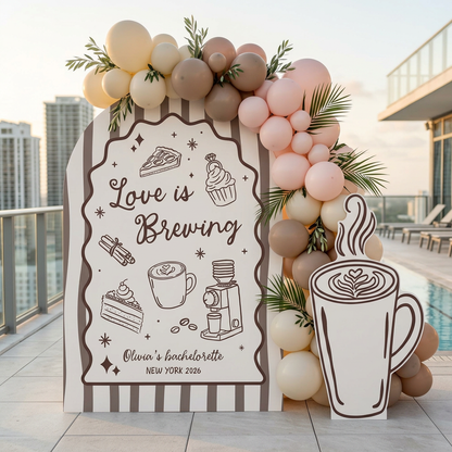 Love Is Brewing Bachelorette Party Backdrop Set - display 4