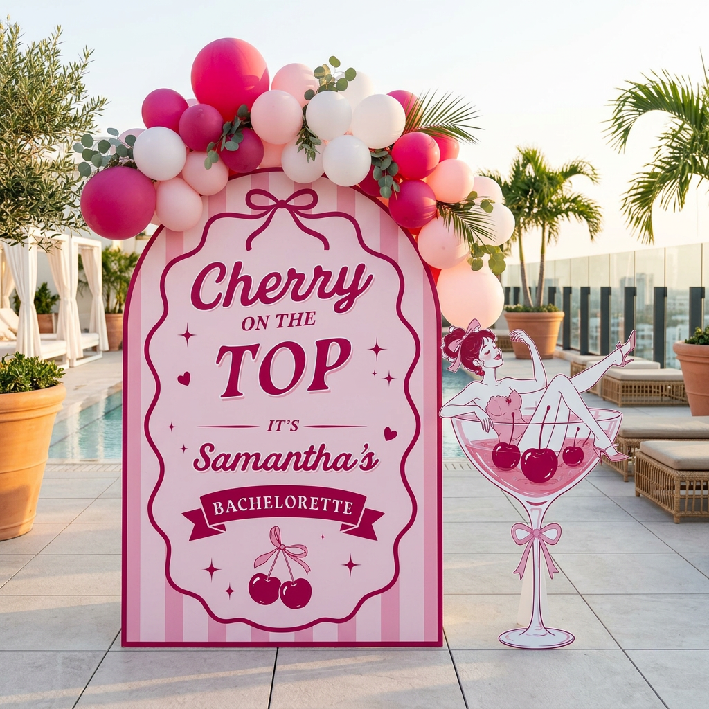 Cherry on Top Bachelorette Party Backdrop Set - display 4