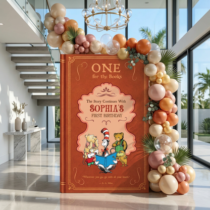 One for the Books Storybook Backdrop (Rust Ornate)