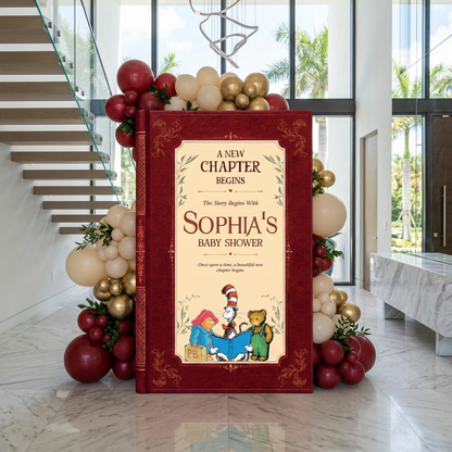 A New Chapter Begins Storybook Backdrop (Burgundy Chapter)
