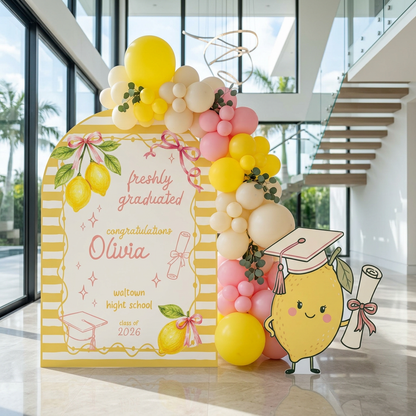 Freshly Graduated Lemon Graduation Party Backdrop Set - display 4