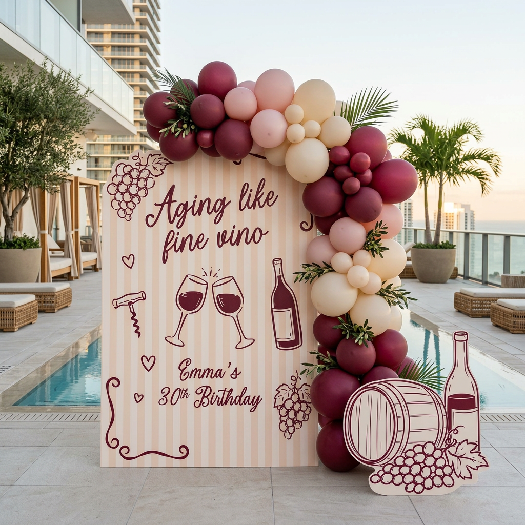 Aging Like Fine Vino Birthday Party Backdrop Set - display 4