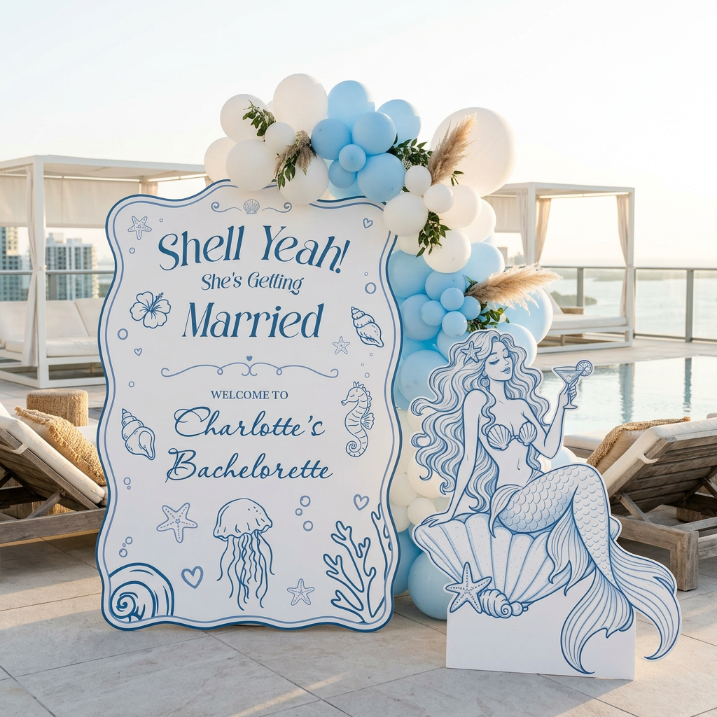 Shell Yeah Mermaid Bachelorette Party Sign Set - display 4