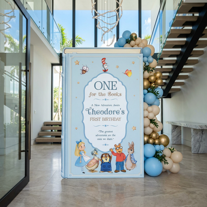 One for the Books Storybook Backdrop (Royal Blue Frame)
