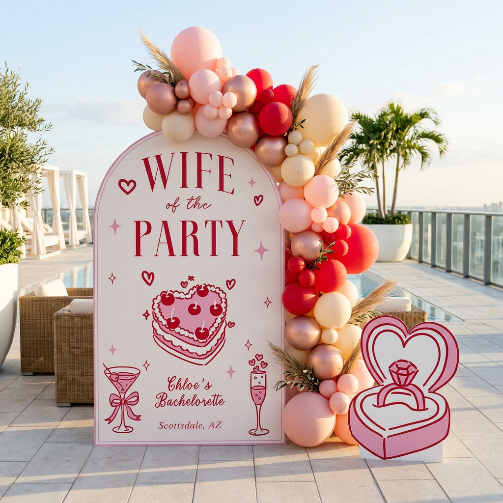 Wife of the Party Bachelorette Backdrop Set - display 4