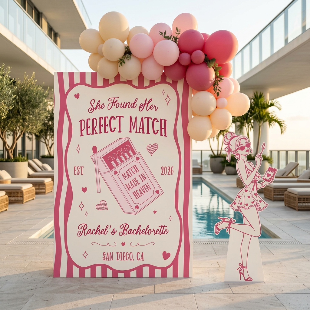 Perfect Match Bachelorette Party Backdrop Set - display 4