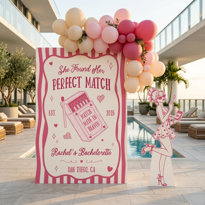 Perfect Match Bachelorette Party Backdrop Set - display 4