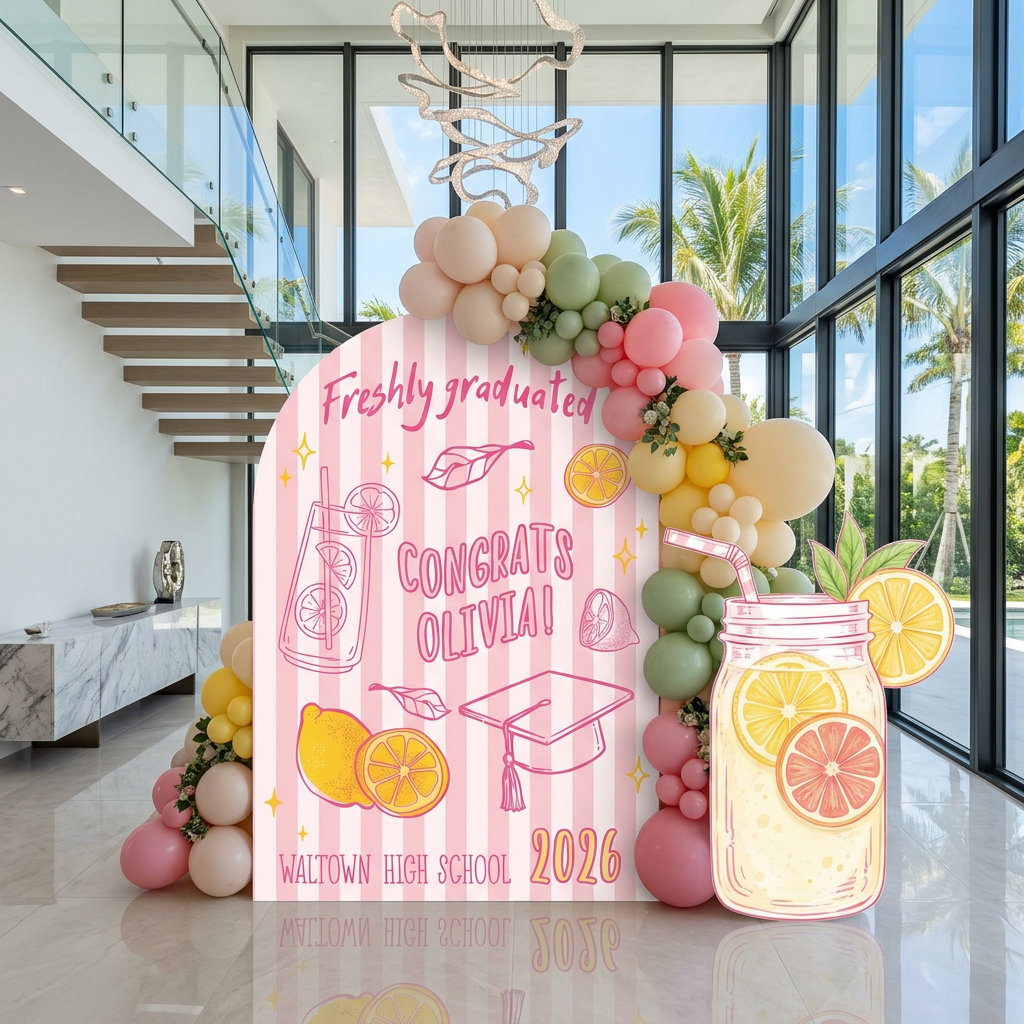 Freshly Graduated Lemonade Graduation Party Backdrop Set - display 4