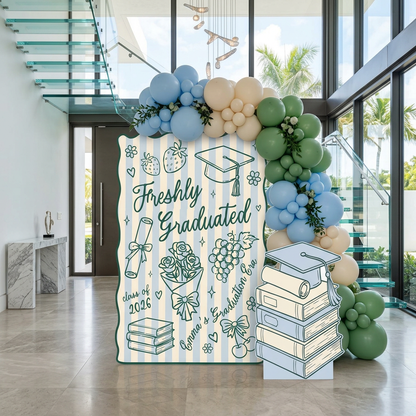 Freshly Graduated Graduation Party Backdrop Set - display 4