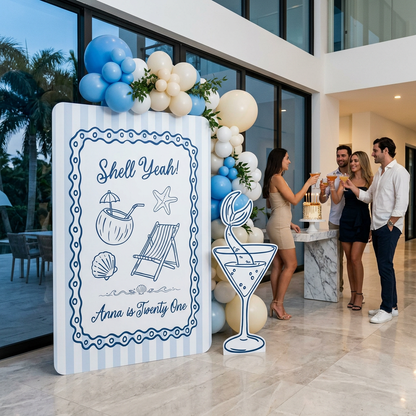 Shell Yeah Beach Birthday Backdrop Set - display 5
