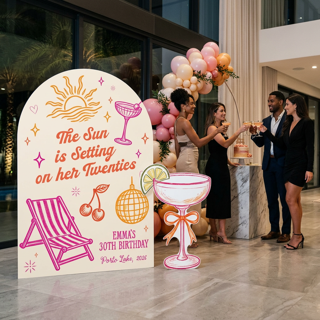 Sun Is Setting on Her Twenties Birthday Backdrop Set - display 5