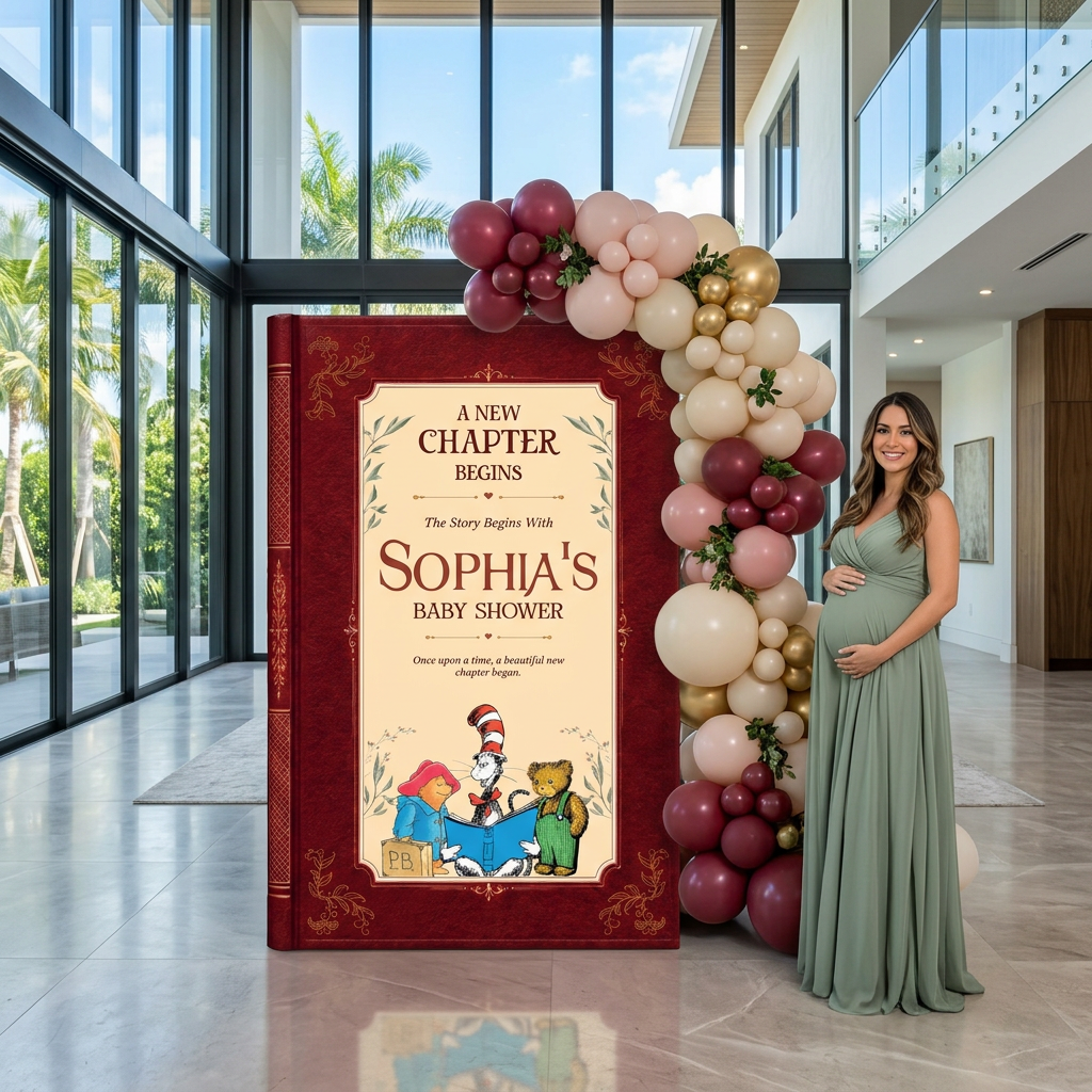 A New Chapter Begins Storybook Backdrop (Burgundy Chapter)