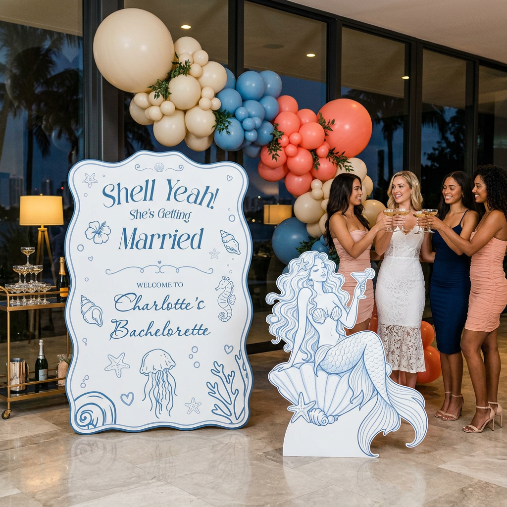 Shell Yeah Mermaid Bachelorette Party Sign Set - display 5