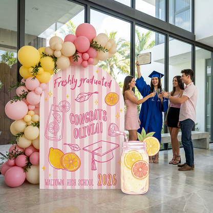 Freshly Graduated Lemonade Graduation Party Backdrop Set - display 5