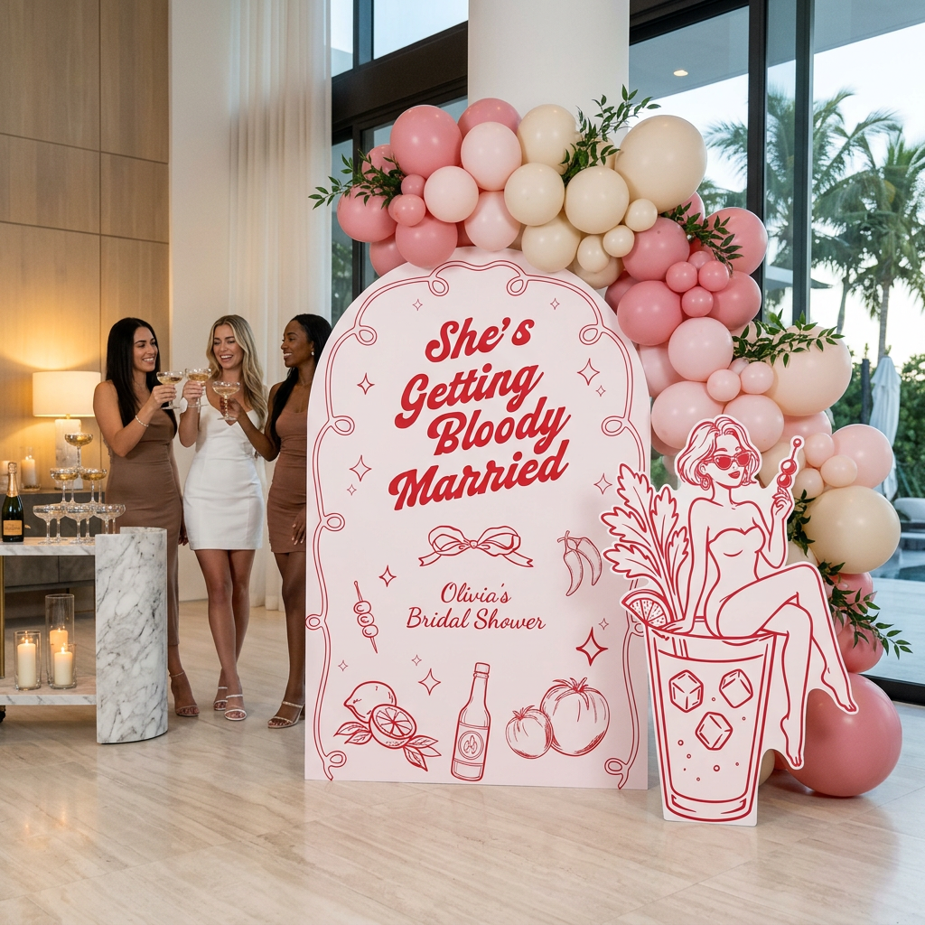 Bloody Married Bridal Shower Backdrop Set - display 5