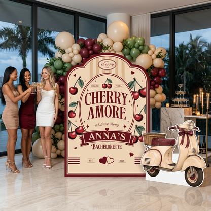 Cherry Amore Bachelorette Party Backdrop Set - display 5