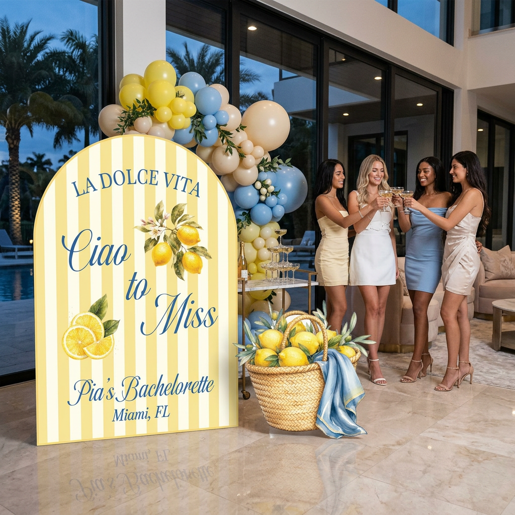 Ciao to Miss Italian Lemon Bachelorette Backdrop Set - display 5