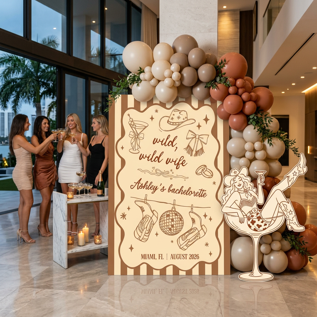 Wild Wild Wife Cowgirl Bachelorette Party Backdrop Set - display 5