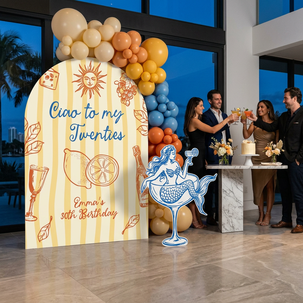 Ciao to My Twenties Birthday Party Backdrop Set - display 5