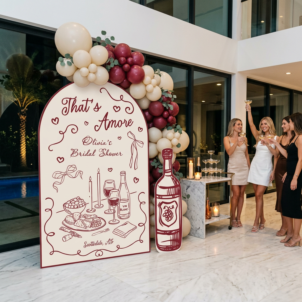 That's Amore Italian Wine Bridal Shower Backdrop Set - display 5