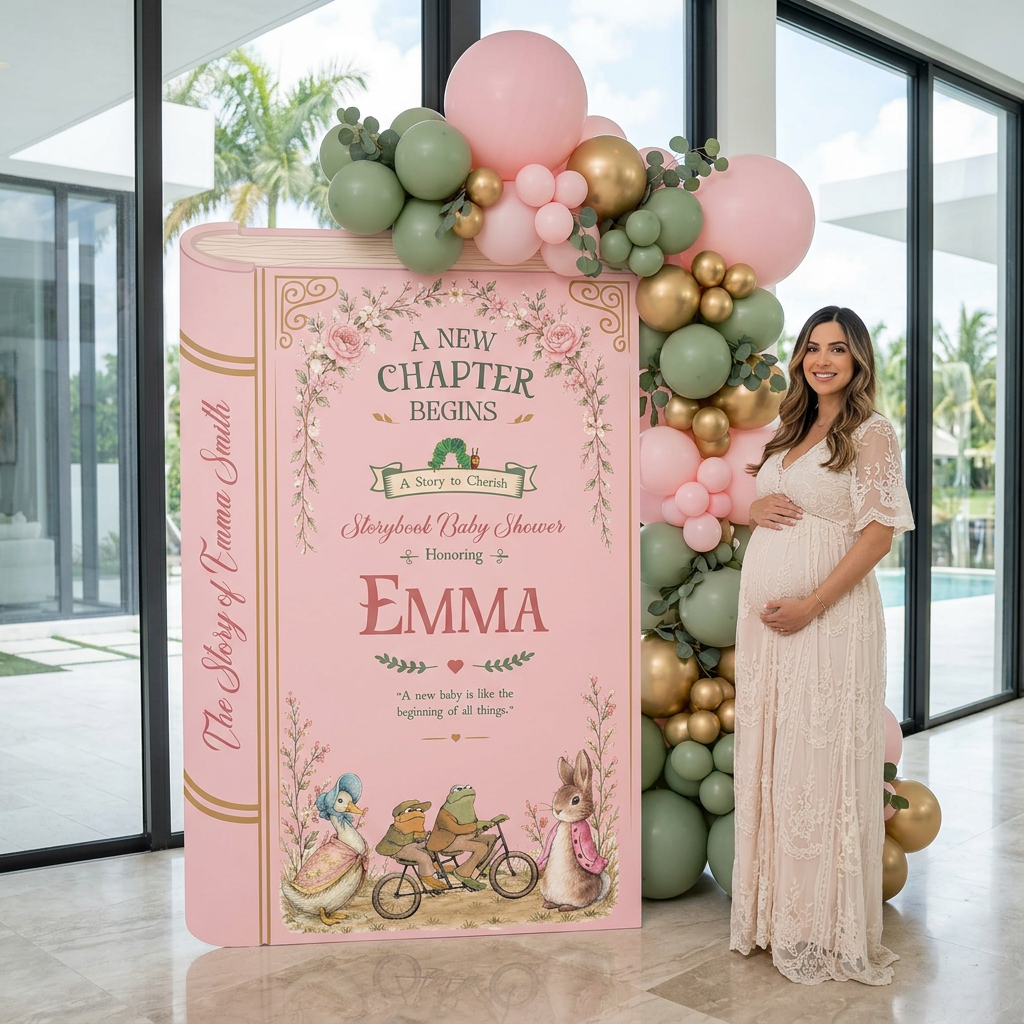 A New Chapter Begins Storybook Backdrop (Sage & Rose)