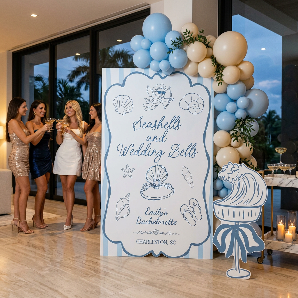 Seashells and Wedding Bells Bachelorette Backdrop Set - display 5
